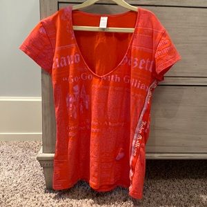 John Galliano Orange Newsprint Tee T Shirt Vintage Size Small